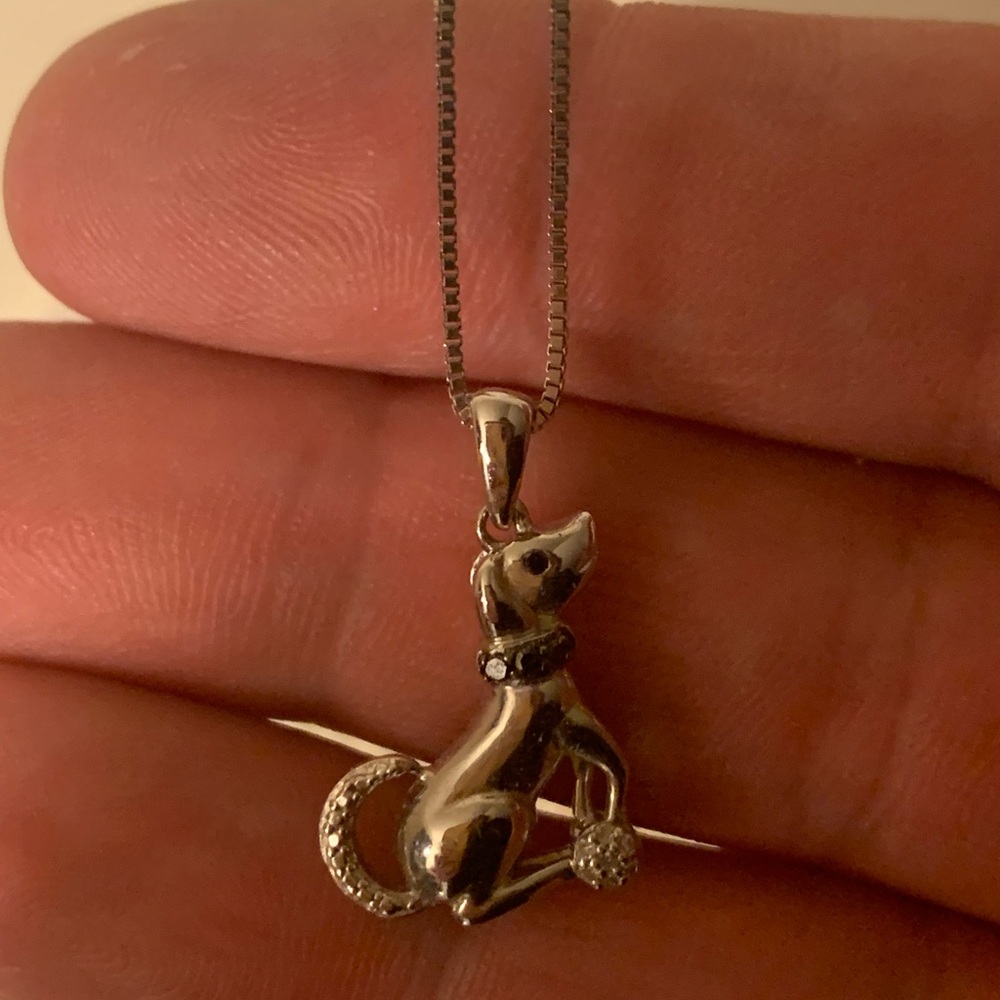 Genuine Black And White Diamond Dog Pendant